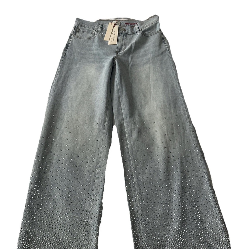 Alice & Olivia Jeans (nwt $695) Stud Rockstar Baggy Wide Leg Sz: 28 - Picture 12 of 16